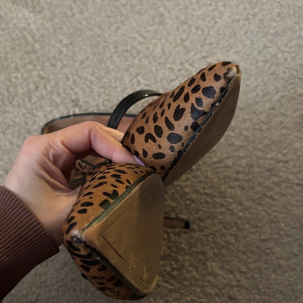 Halogen Calf Hair Leopard Print Heels with Black Straps size 8 - Picture 5 of 7
